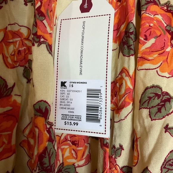 Adam Levine orange/cream flower skirt Size Junior S - Picture 4 of 6